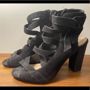 Vince Camuto black strappy heels. Size 8.